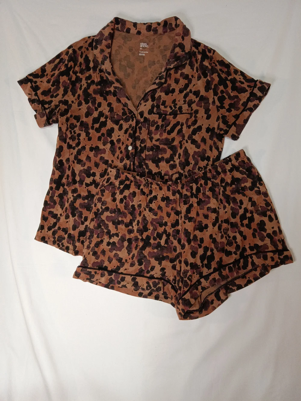 Stars Above Leopard-Print Pajama Short Set in Brown and Black